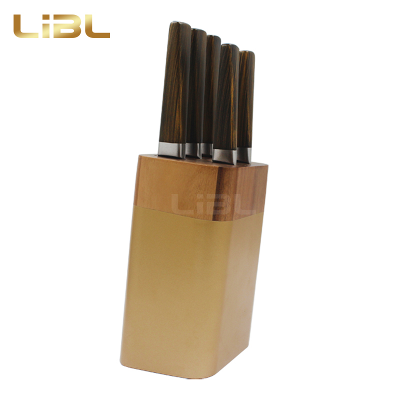 6pcs knife set with bronze coating handle