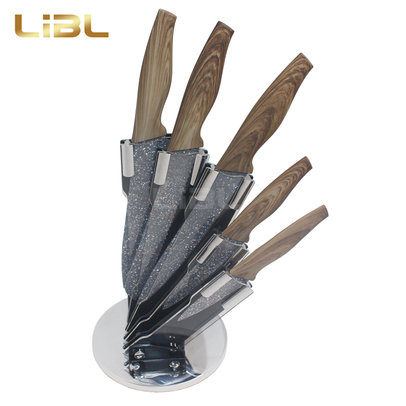 Non-stick coating knife with wood decal handle