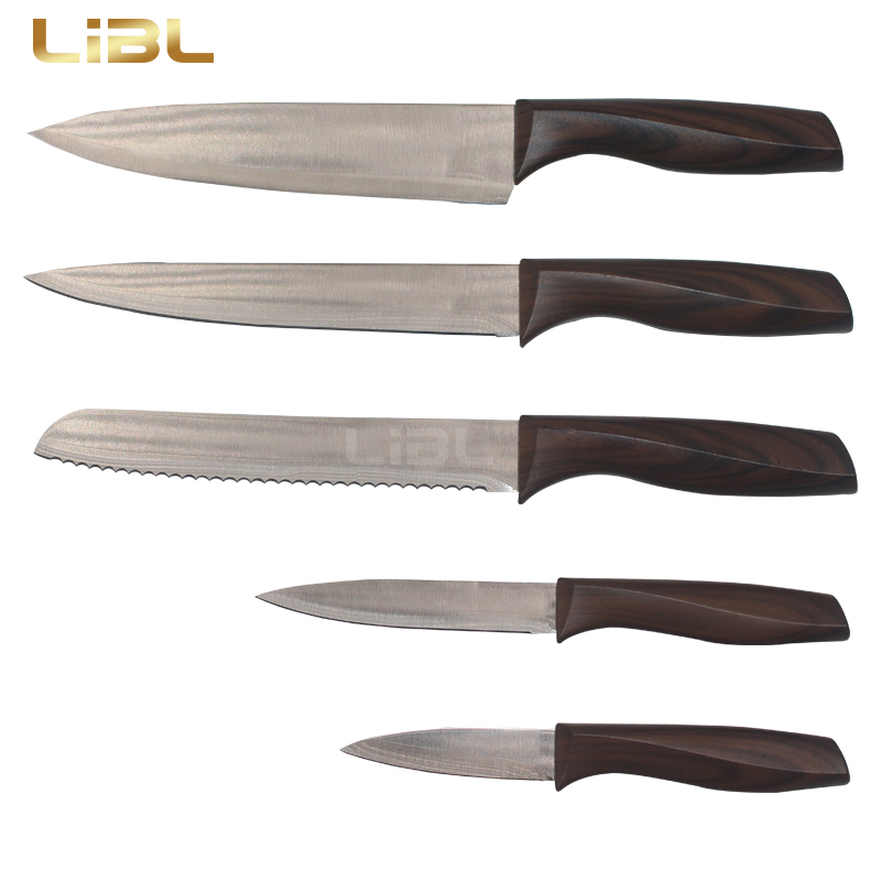 Knife set with wood decal handle