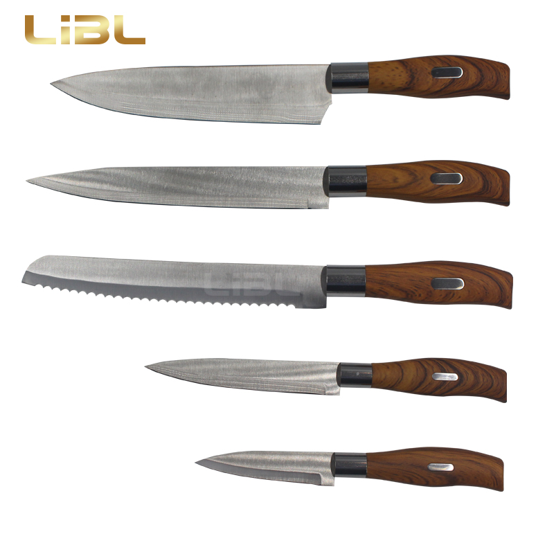 Knife set with wood decal handle