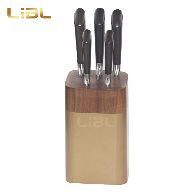 Hollow handle knife set with copper coating