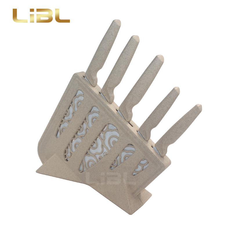 Non-stick coating knife set with holder