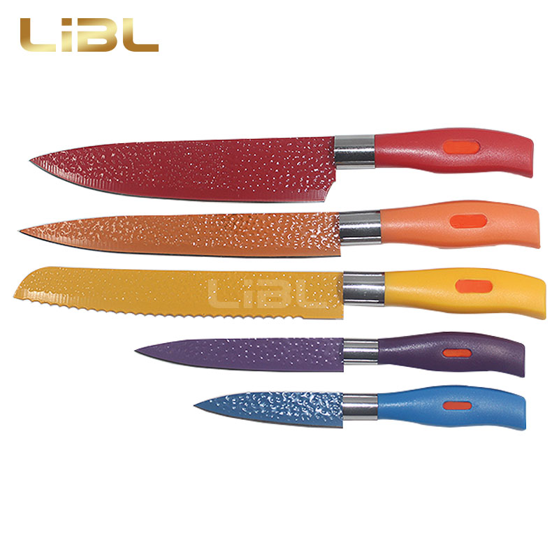 Hammer finished blade with non-stick coating knife
