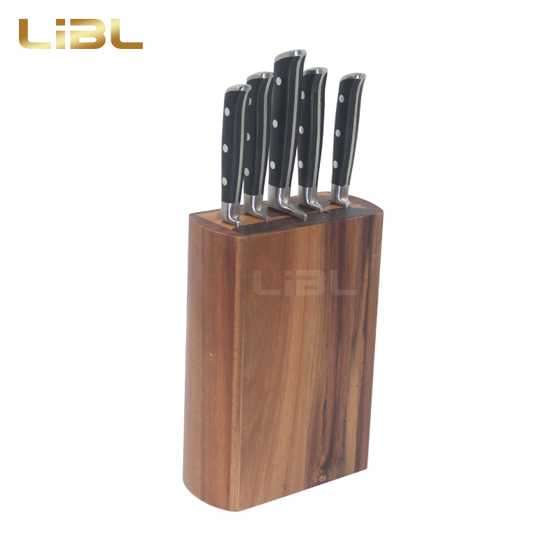 Forged knife with wooden block