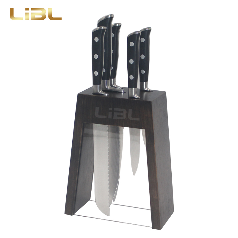 Forged knife with laser pattern on blades