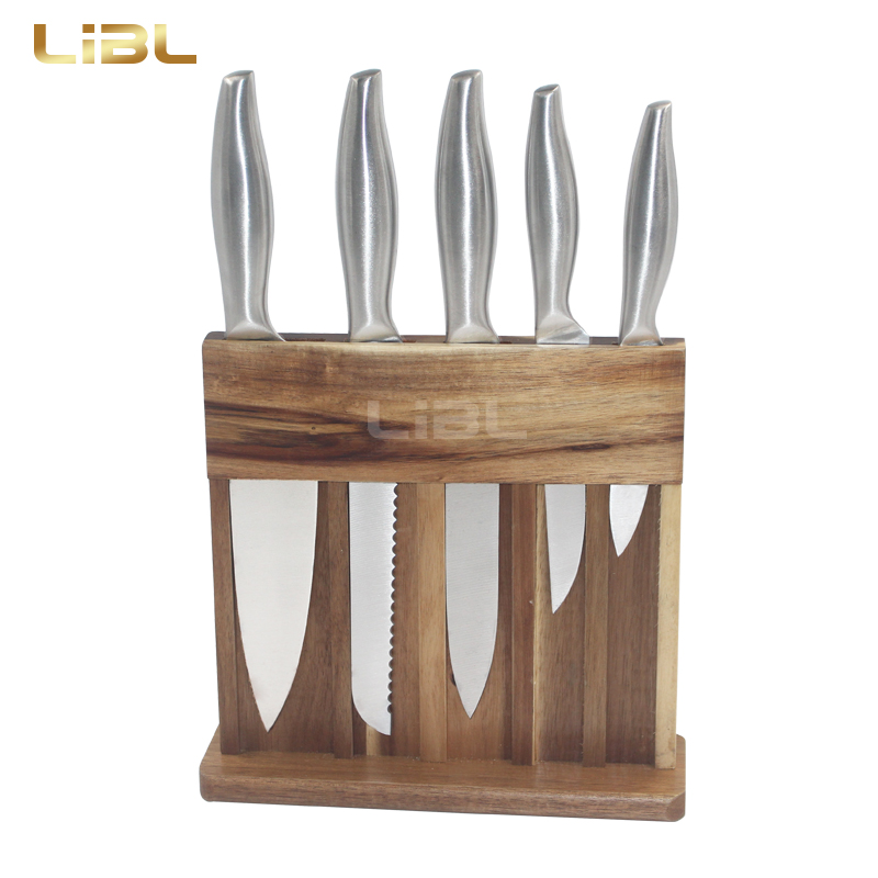 Hollow handle knife set with block