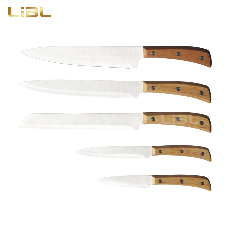 Wooden handle knife set