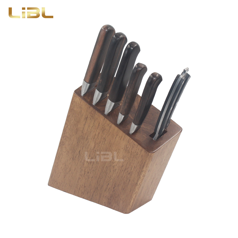 Forged knife set with wooden handle