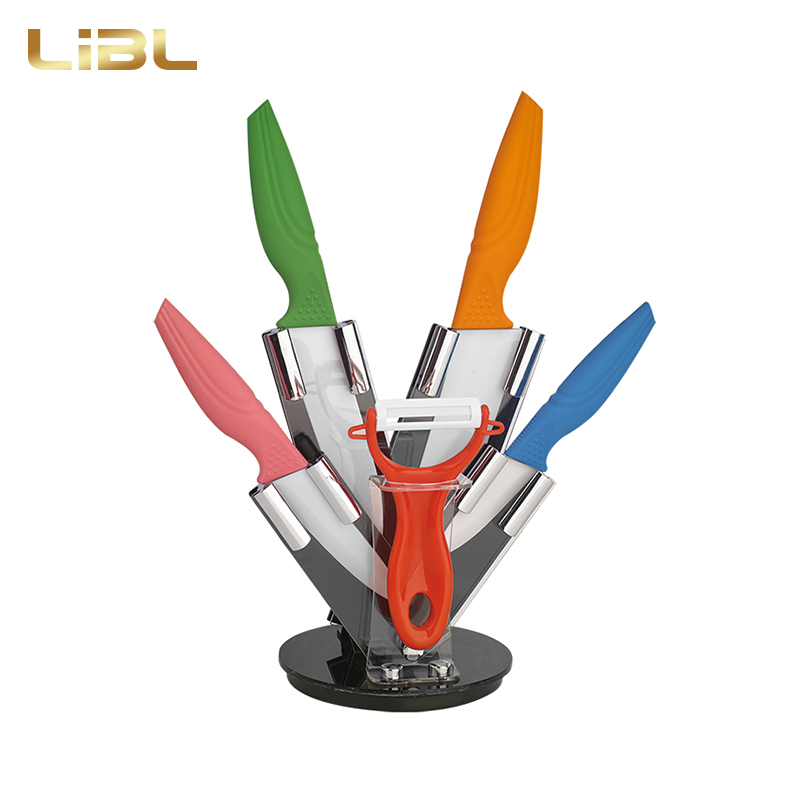 Ceramic knife set with holder