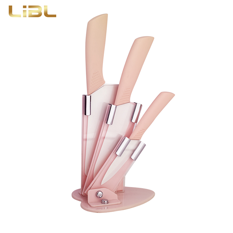 Ceramic knife set with holder