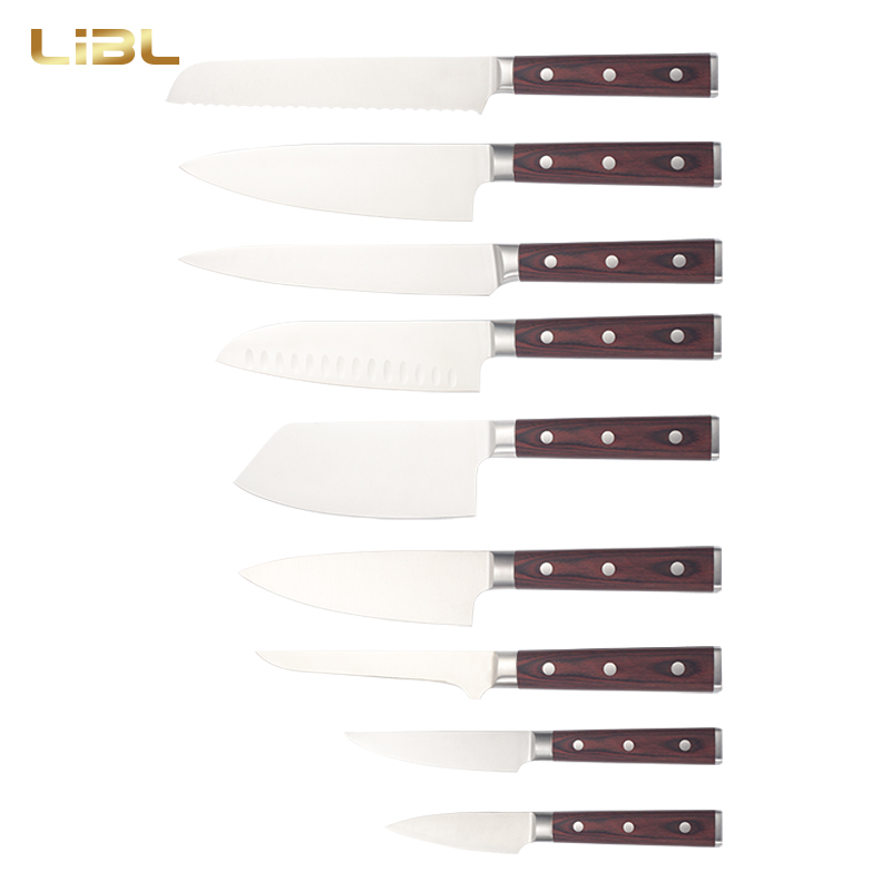 Forged knives with pakka wood handle