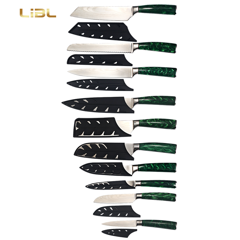 Damascus laser kitchen knives with  knife Sheath