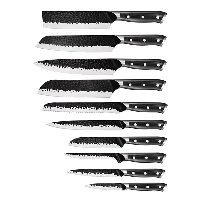 Hammered blade forged knives