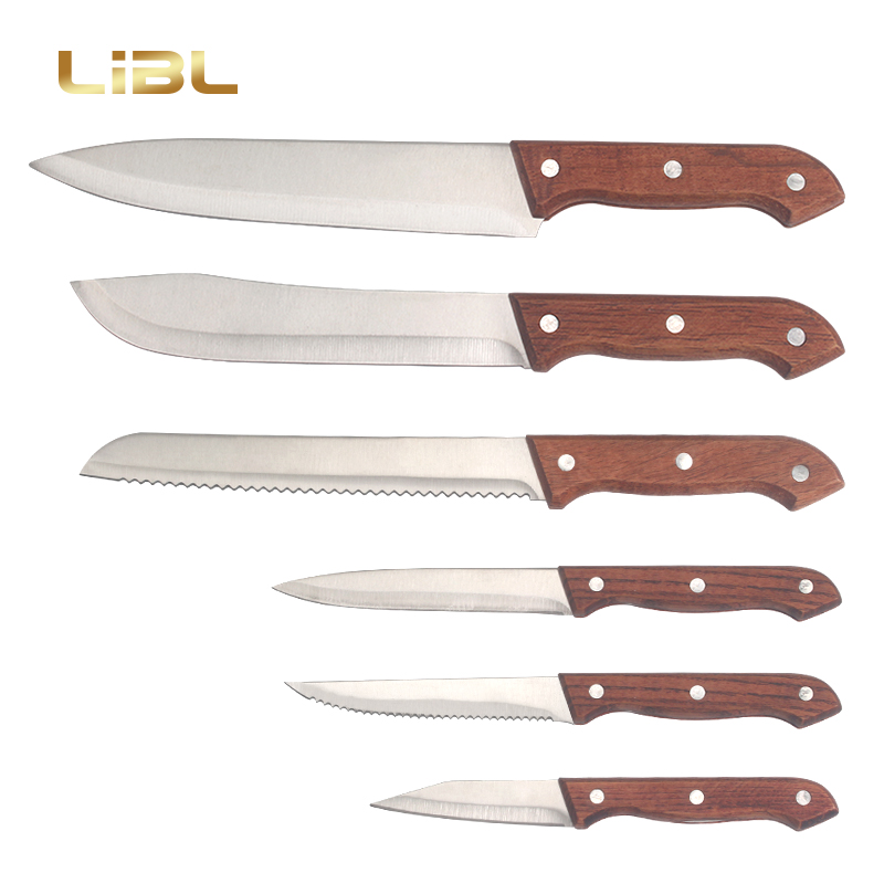 Full-tang wooden handle knives