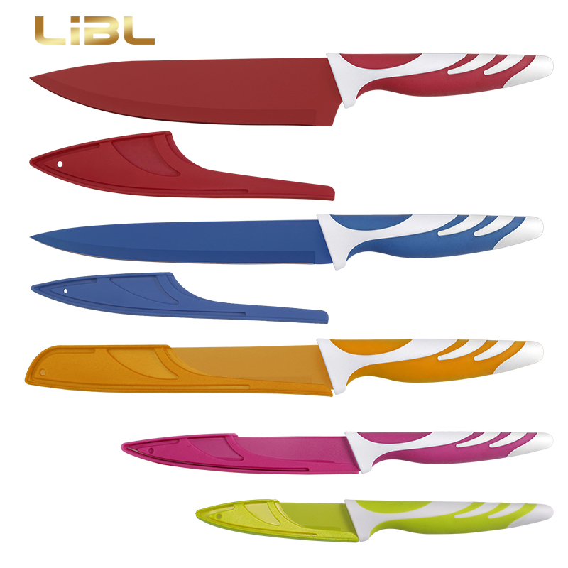 Non-stick coating knife with plastic cover