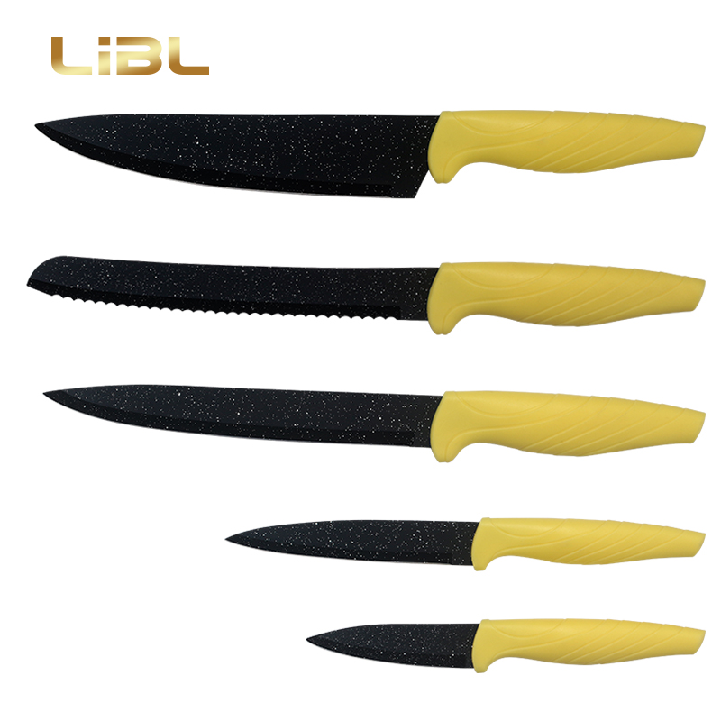 PP handle non-stick coating knife set