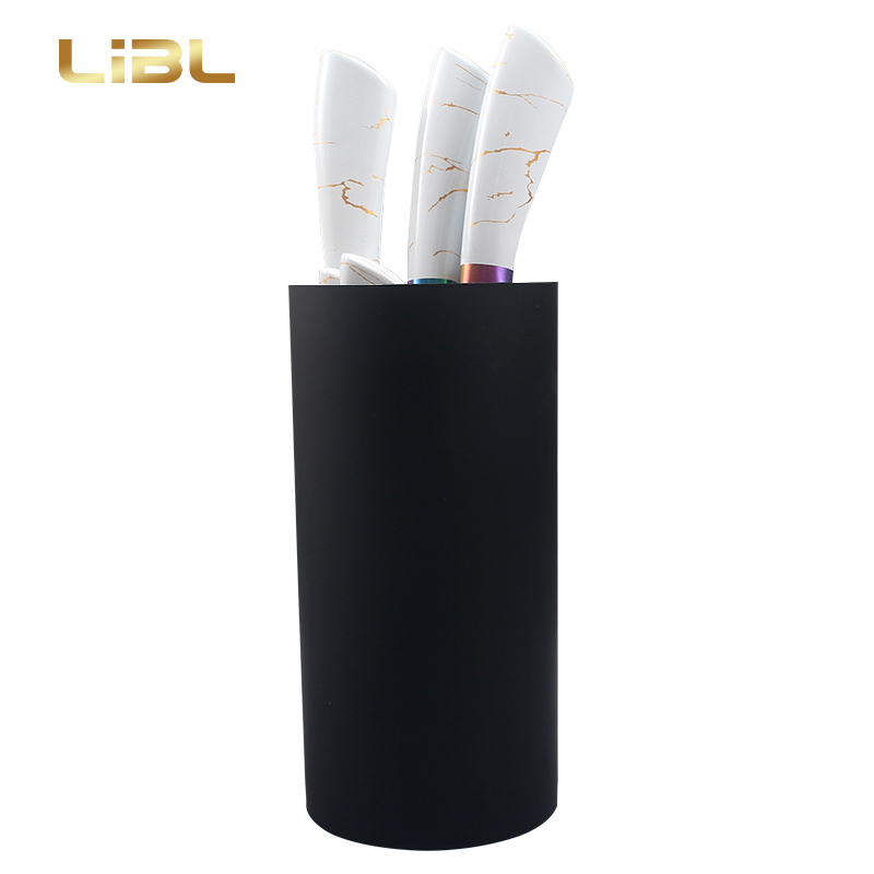 Titanium coating knife set with block