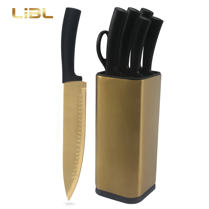 7pcs Golden Ti-Ni plating knife set