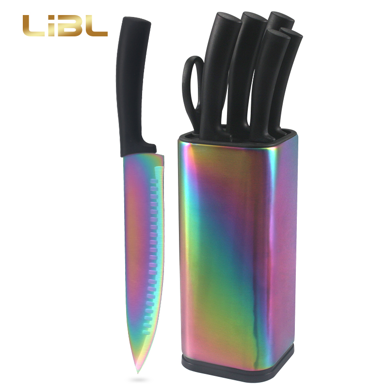 7pcs Rainbow Ti-Ni plating knife set