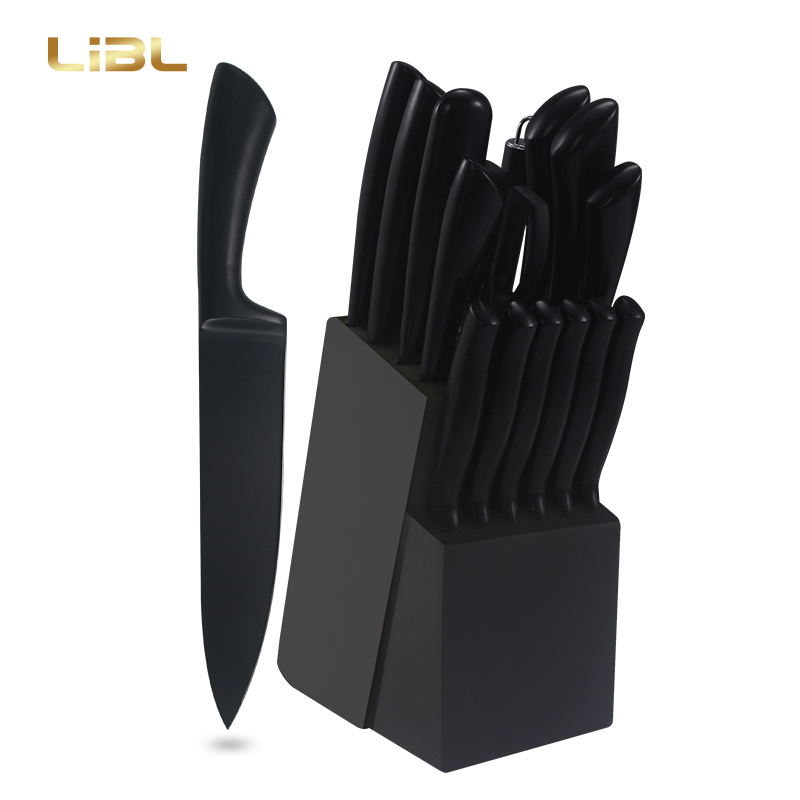 16pcs Knife set with black non-stick coating