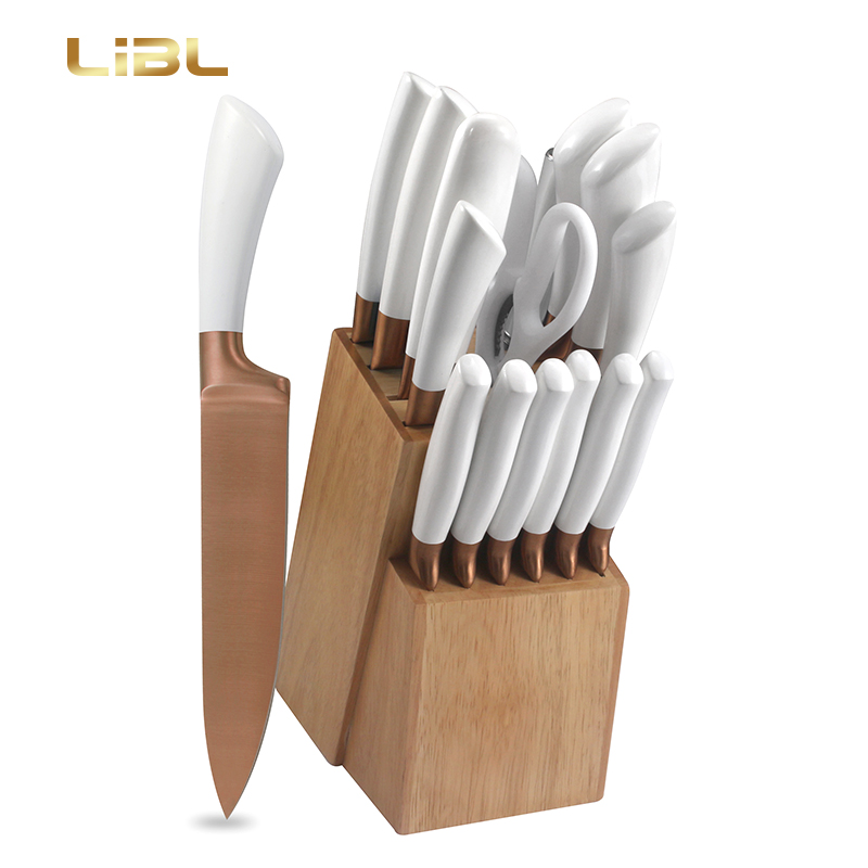 16pcs Knife set with rosegold Ti-Ni plating