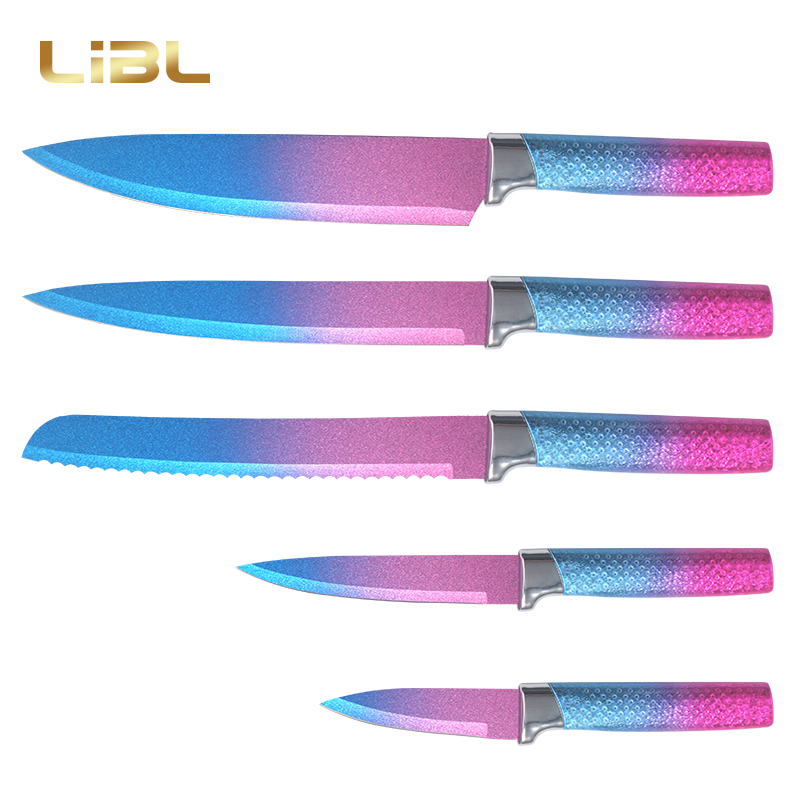Non-stick coating knives with shinny handle