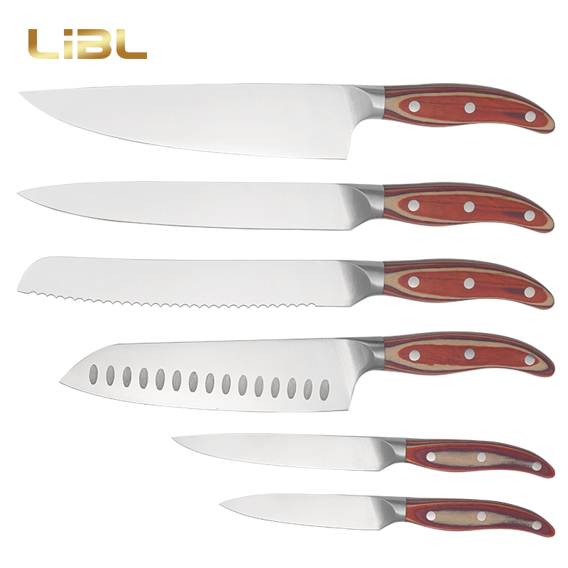 Forged knives with pakka wood handle
