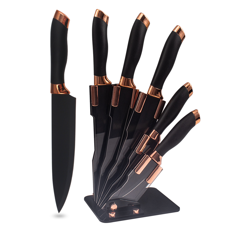 Knife set with copper plating handle