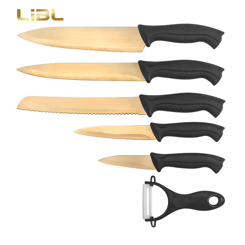 Golden TI-NI plating knife set