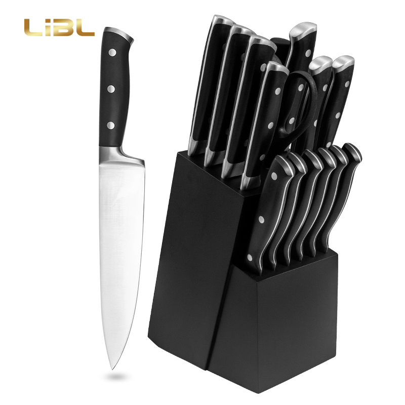 Forged knife set with block