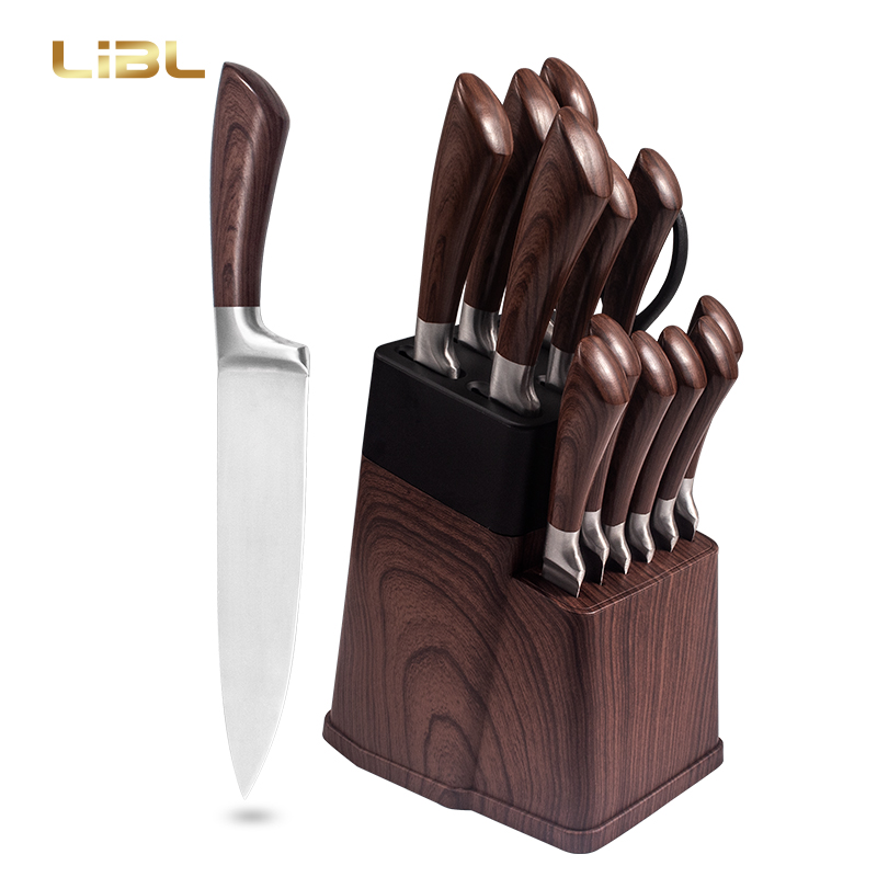 S/S Knife set with wooden decal handle