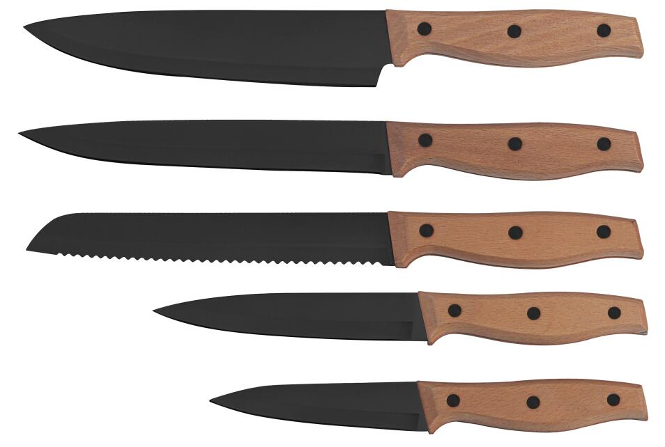 Wooden handle knives with coating