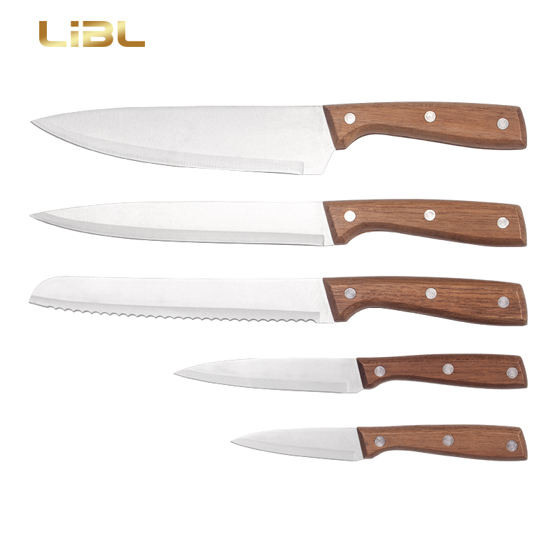 Wooden handle kitchen knives